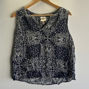 Knox Rose Navy and White Patterned Sleeveless Blouse